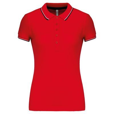 Polo mujer algodón con 5 botones Red / Navy / White XXL