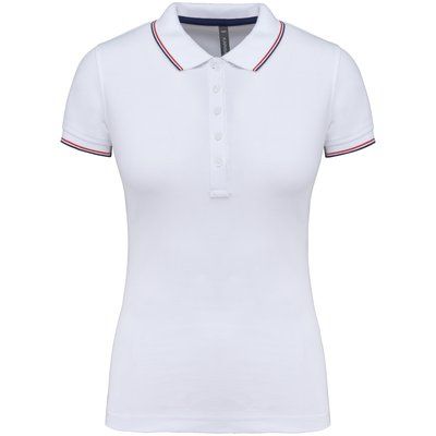 Polo mujer algodón con 5 botones White / Navy / Red XXL