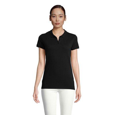 Polo Mujer Algodón Orgánico Negro XXL