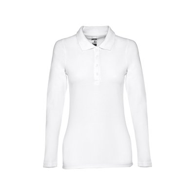 Polo Mujer Algodón Piqué Manga Larga Blanco L