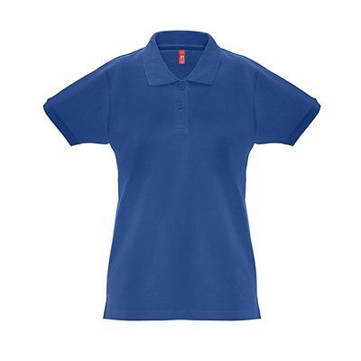 Polo de mujer cuello y mangas de canalé Azul Royal XXL