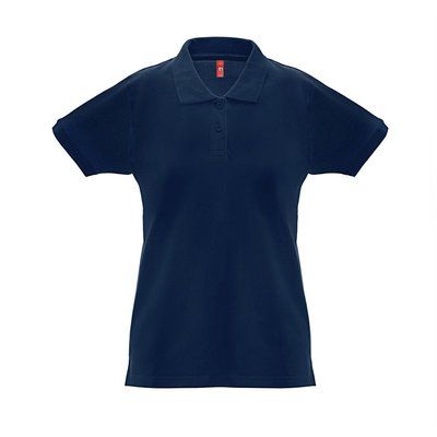 Polo de mujer cuello y mangas de canalé Azul S