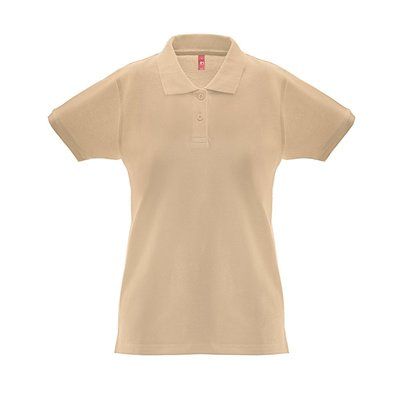 Polo de mujer cuello y mangas de canalé Marrón claro XXL