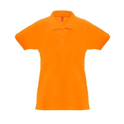 Polo de mujer cuello y mangas de canalé Naranja XXL