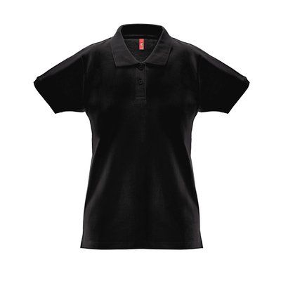 Polo de mujer cuello y mangas de canalé Negro L