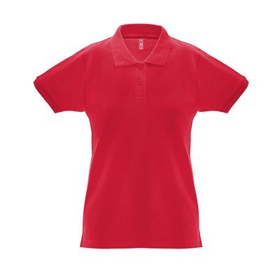 Polo de mujer cuello y mangas de canalé Rojo XL