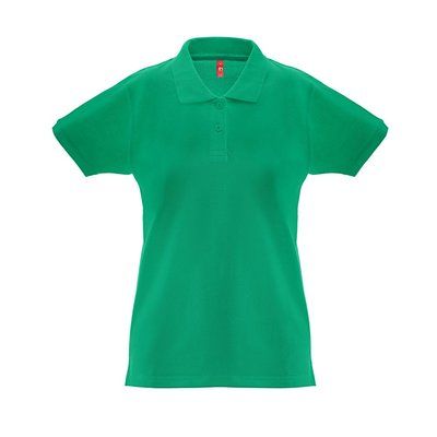 Polo de mujer cuello y mangas de canalé Verde XL