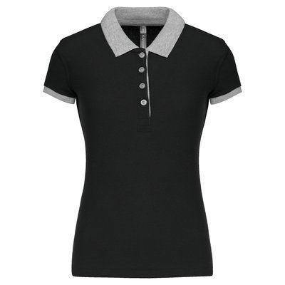 Polo piqué bicolor mujer Black / Oxford Grey XS