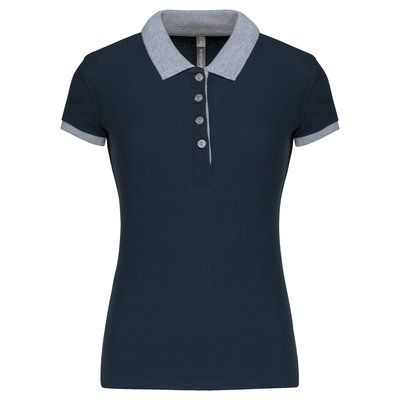 Polo piqué bicolor mujer Navy / Oxford Grey XL