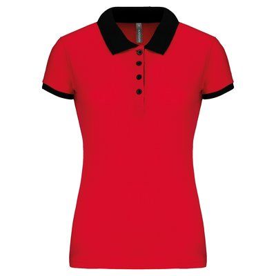 Polo piqué bicolor mujer Red / Black S