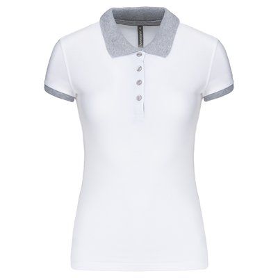 Polo piqué bicolor mujer White / Oxford Grey XS