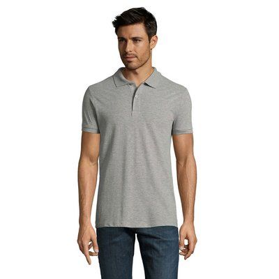 Polo Piqué Manga Corta Hombre Gris Melange 2 XXL