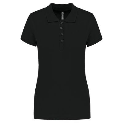 Polo piqué de manga corta de mujer Black 3XL