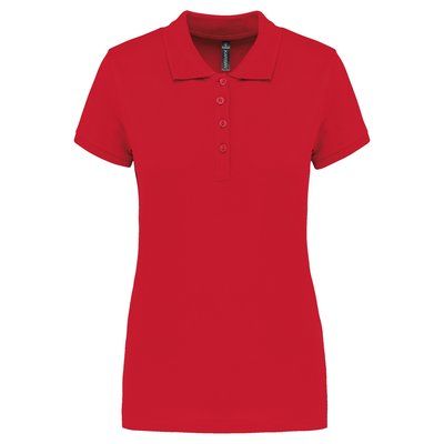 Polo piqué de manga corta de mujer Red XXL