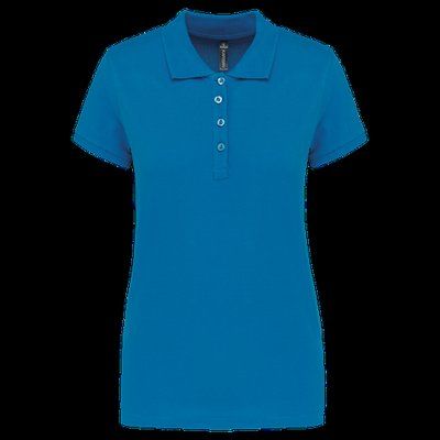 Polo piqué de manga corta de mujer Tropical Blue 3XL