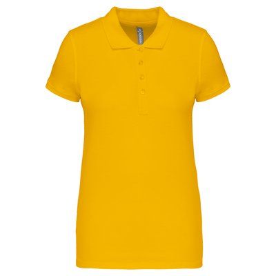 Polo piqué de manga corta de mujer Yellow 3XL