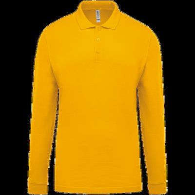 Polo piqué manga larga 100% algodón Amarillo S