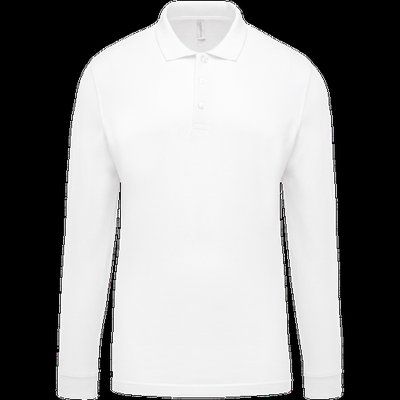 Polo piqué manga larga 100% algodón Blanco L