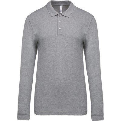 Polo piqué manga larga 100% algodón Gris 3XL