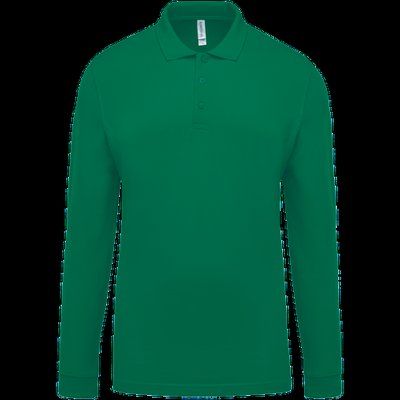 Polo piqué manga larga 100% algodón Kelly Green M