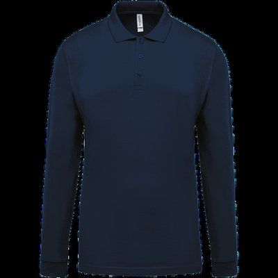 Polo piqué manga larga 100% algodón Navy XL