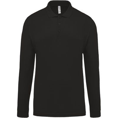 Polo piqué manga larga 100% algodón Negro L