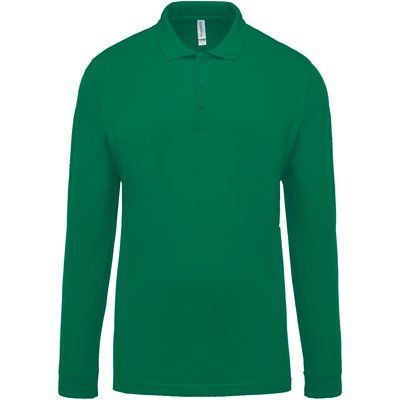 Polo piqué manga larga 100% algodón Verde S