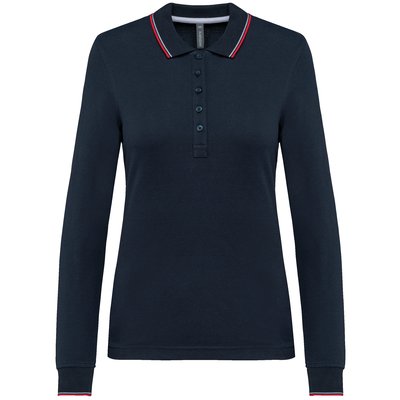 Polo piqué manga larga mujer Azul L