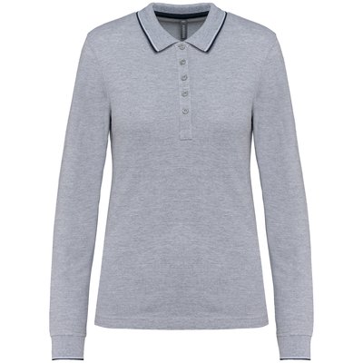 Polo piqué manga larga mujer Gris S