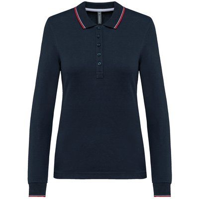 Polo piqué manga larga mujer Navy / Red / White L