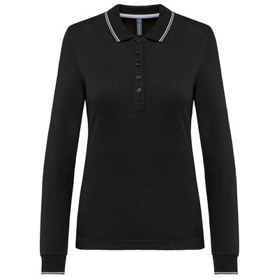 Polo piqué manga larga mujer Negro M