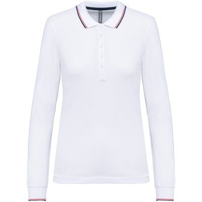 Polo piqué manga larga mujer White / Navy / Red XS