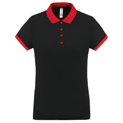 Polo piqué mujer Black / Red XL