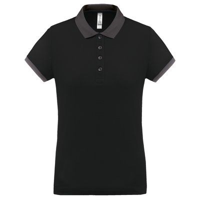 Polo piqué mujer Black / sporty grey XL