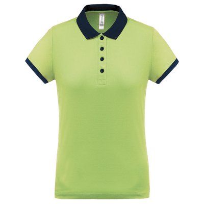 Polo piqué mujer Lime / Sporty Navy M