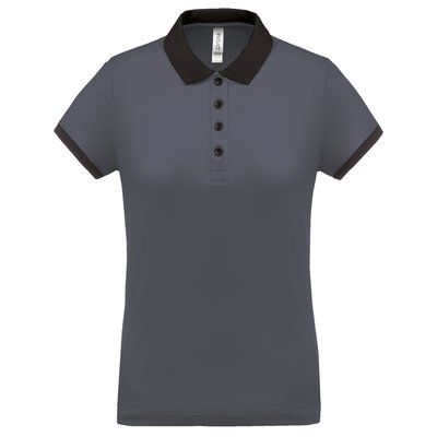 Polo piqué mujer sporty grey / Black XXL