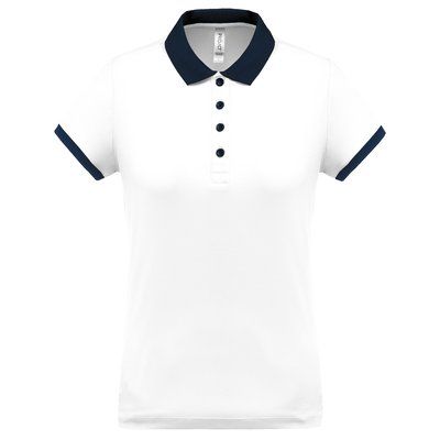 Polo piqué mujer White / Sporty Navy XL