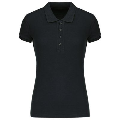 Polo piqué orgánico mujer ajustado Black L