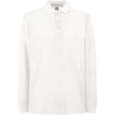 Polo punto piqué manga larga White XL