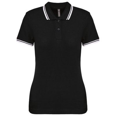 Polo a rayas mujer manga corta Black / White M