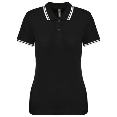 Polo a rayas mujer manga corta Negro M