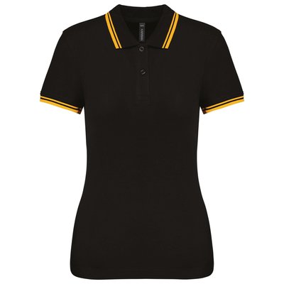 Polo a rayas mujer manga corta Negro XL