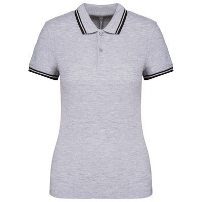 Polo a rayas mujer manga corta Oxford Grey / Black M