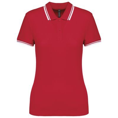 Polo a rayas mujer manga corta Red / White XS