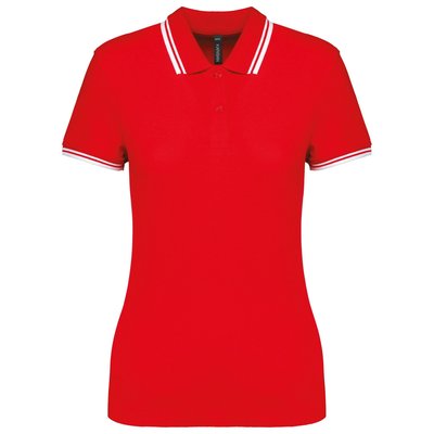 Polo a rayas mujer manga corta Rojo M