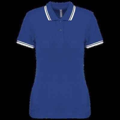 Polo a rayas mujer manga corta Royal Blue / White S