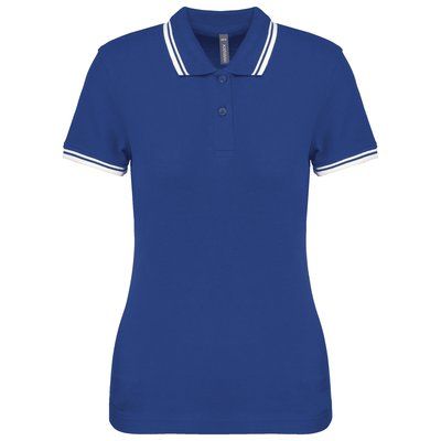 Polo a rayas mujer manga corta Royal Blue / White XS