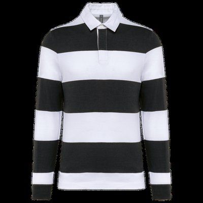 Polo a rayas unisex Manga Larga Black / White Stripes M