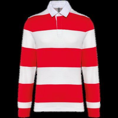 Polo a rayas unisex Manga Larga Red / White Stripes XS