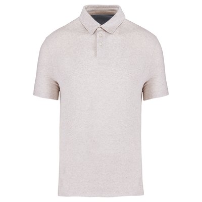 Polo reciclado ajustado hombre Beige / Blanco XL